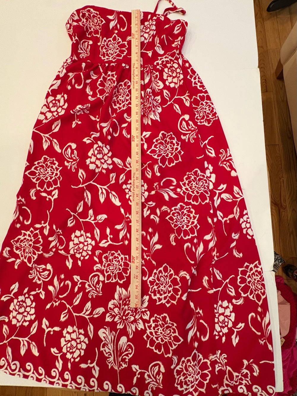 Red Floral Maxi Dress with Cream Botanical Print-medium-beach-coast-boho-NEW - Picture 5 of 7